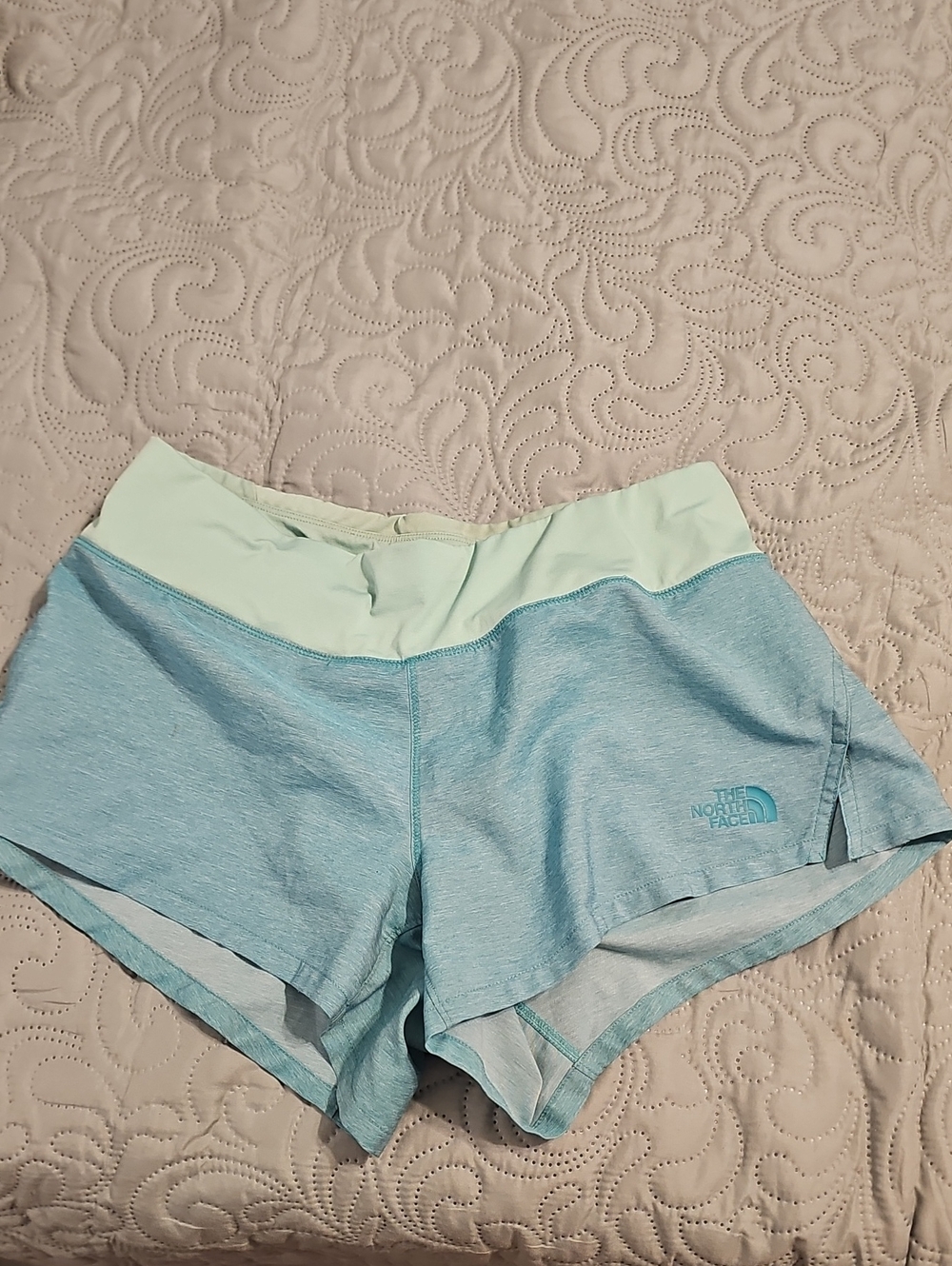 The North Face Women's Mint and Light Blue Athletic Shorts